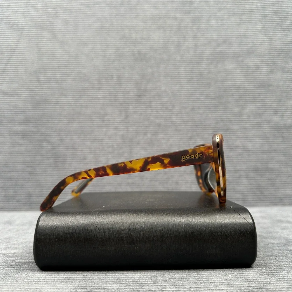 Goodr Fast As Shell Sunglasses Tortoise Cat Eye Blue Mirrored Polarized Lenses